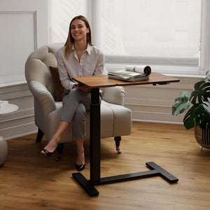 English Elm Mobile Rolling Overbed Laptop Desk with Tilting Panel Height Adjustable for Home or Hospital Brown+Black W3895P460668