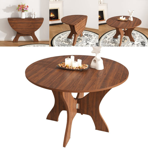 English Elm 43 Inch Foldable Mdf Dining Table with Warm Wood Grain Veneer for Compact Living Walnut W2700P409328