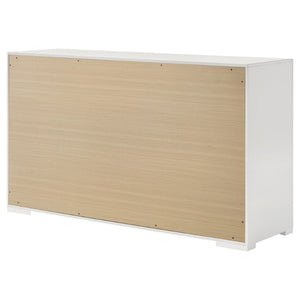 English Elm Pierce Six Drawer Diamond Embossed Dresser with Sleek High Sheen Finish for Modern Bedrooms Gloss White B062P447669
