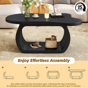 English Elm ON-TREND Cloud Coffee Table with Curved Legs, 1.5" Thick Round-Edge Top, Lightweight Stylish Accent for Living Room Black N721P262567B