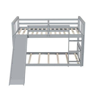 English Elm Twin Over Kids Bunk Bed with Slide Ladder Pine Frame White Finish LT000108AAE-1