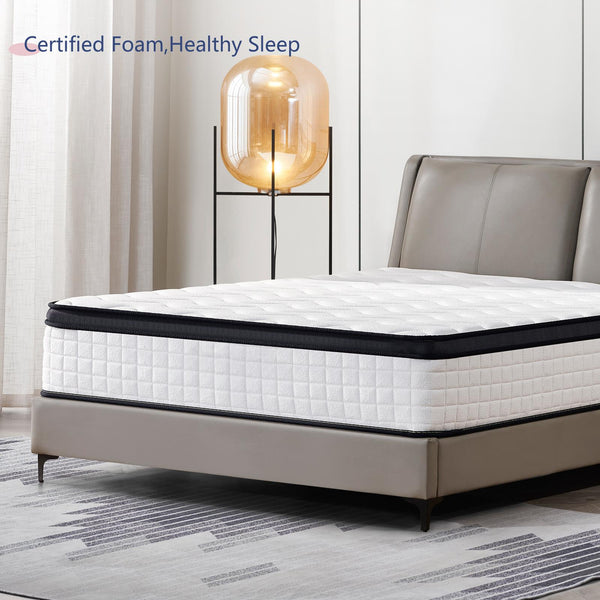 English Elm 12 Inch Queen Size Hybrid Mattress - Ultimate Pressure Relief, Motion Isolation, & Spinal Support B347P405302