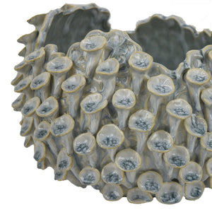 English Elm Deni Silver Porcelain Temple Jar with Pierced Lattice Lid for Mantel or Shelf Display B056P416944