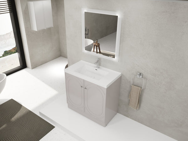 English Elm 36" Freestanding Bathroom Vanity with Resin Sink, Soft-Close Doors, Adjustable Shelf & 3 Handles W999S00336