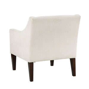English Elm Contemporary Button-Tufted Accent Chair with Plush Fabric, Curved Arms and Solid Wood Legs for Living Beige 26.5 L x 28.5 W x 22.5 H B011P281833