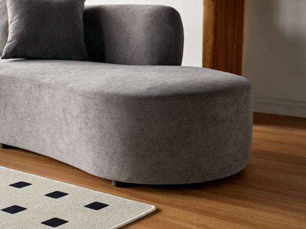 English Elm 90" Curved Sofa with Velvet Upholstery, Ergonomic Half-Moon 4-Seater with High-Density Foam Comfort Grey B2735P320310