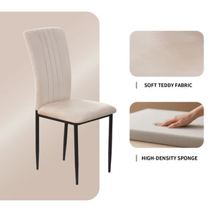 English Elm Dining Chair Set of 4 Velvet Upholstered Curved Back with Powder Coated Metal Legs Beige W3851P407823