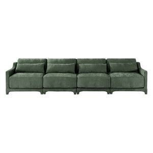 English Elm Four-Seater Chenille Sofa With Lumbar Pillow – Ergonomic Comfort, Solid Wood Frame, Easy Setup! W714S01220