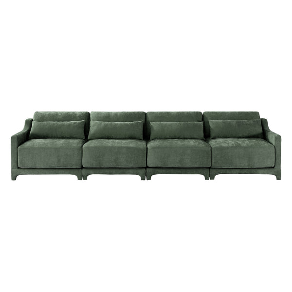 English Elm Four-Seater Chenille Sofa With Lumbar Pillow – Ergonomic Comfort, Solid Wood Frame, Easy Setup! W714S01220