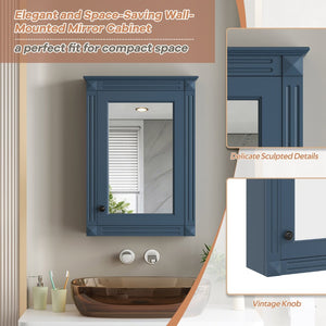 English Elm 20" Wall Mount Medicine Cabinet Mirrored Door Soft Close Adjustable Shelf Bathroom N710P317680C