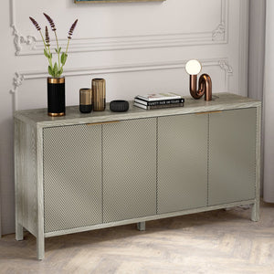 English Elm Sideboard Champagne 59" Modern Wood Buffet Cabinet with 4 Doors, Adjustable Shelves, 220lb Top Capacity W757P203146