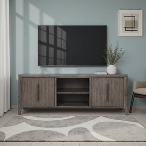 English Elm Avana Fully Assembled Acacia Media Console with Bronze Hardware for Living Rooms B108P468529