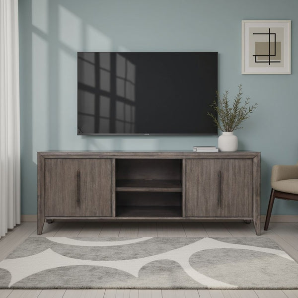 English Elm Avana Fully Assembled Acacia Media Console with Bronze Hardware for Living Rooms B108P468529