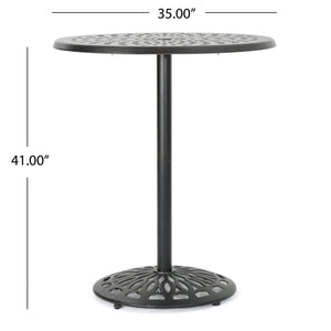 English Elm Christopher Knight Home® - Cast Aluminium 35'' ROUND BAR TABLE Copper Finish Romantic Filigree Outdoor Bistro Height Stable 61072.00