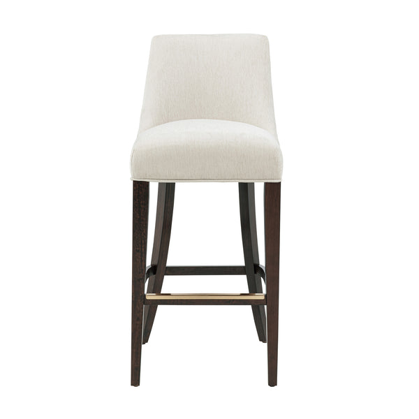 English Elm Beever Chenille Barstool In Cream - Elegant Rubberwood Frame & Gold Accents For Modern Comfort B365P397982