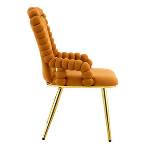 English Elm Set of 2 Sculptural Bubble Backrest Velvet Dining Chairs with Gleaming Gold Legs W3875P370855