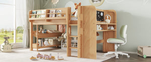 English Elm Twin Low Loft Bed Solid Pine Frame Kids Study Desk Blackboard Storage White W1580S00574