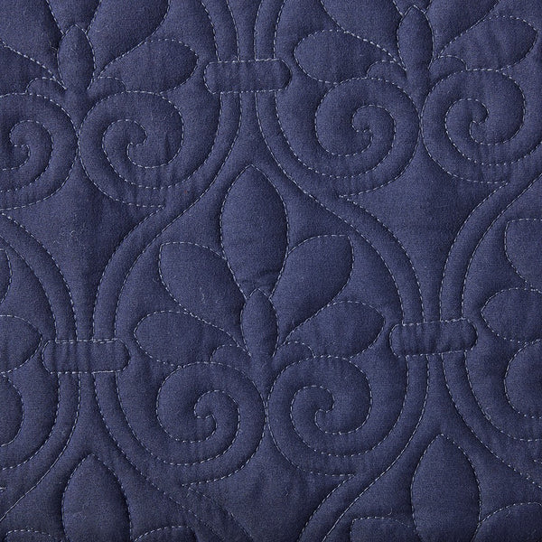 English Elm 3 Madison Park Quebec Quilted Bedspread Set King Navy Pleated Split Corners Antimicrobial Freshness Protection B035129057