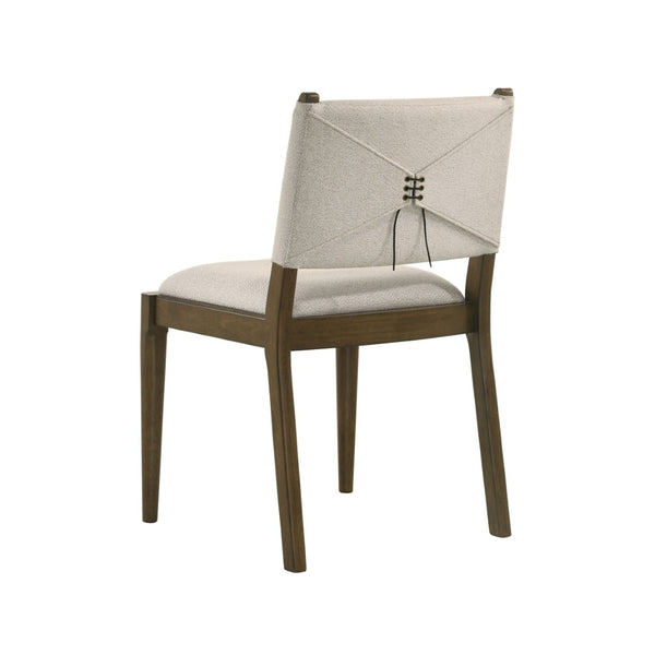 English Elm Set of 2 Tan Upholstered Dining Chairs Rubberwood Tapered Legs Tailored Backrest B016P453430