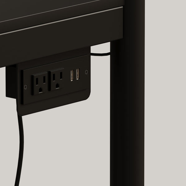 English Elm Black Metal Loft Bed with Built-in Desk Rgb Led Lighting and Charging Station Black W1671S00009