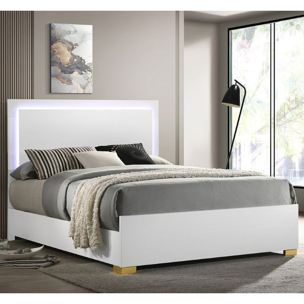 English Elm Mckee White Queen Sleigh Bed with Curved Legs and Low Profile Footboard for Cottage Rooms White B062S01759