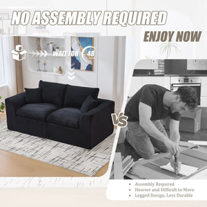 English Elm UNITED Cloud Couch Modular Sectional Sofa with Corduroy Cover, Ergonomic 2-Seater, No Assembly Needed Black W1568P371120