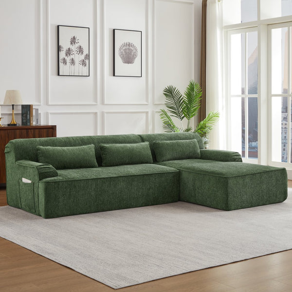 English Elm Chenille L-Shape Oversized Sectional Sofa - Plush Minimalist Design, No Assembly, Perfect For Any Space W2339S00067