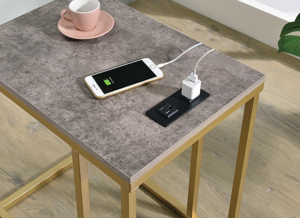 OSP Home Furnishings Norwich C-Table  Brown / Gold