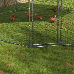 English Elm Pawhut Walk-in Galvanized Steel Poultry Run with Uv Roof Cover for Yard Farm W2225P173775