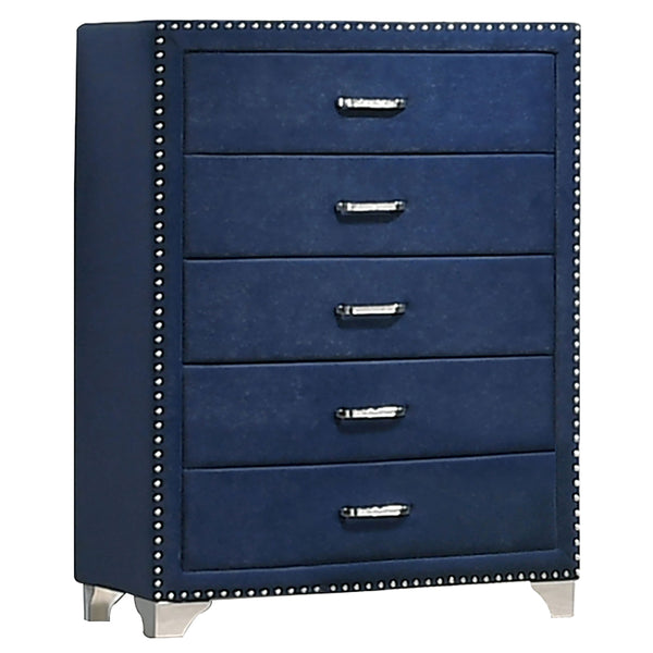 English Elm Kennedy Pacific Blue 5-Piece Eastern King Bedroom Set: Luxe Velvet, Glam Design & Ample Storage Solutions B062S01345