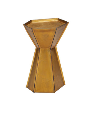 Currey & Company Merola Gold Accent Table - Unique Asymmetrical Design With Antique Brass Finish For Modern Elegance Brass Cast Aluminum 4000-0230-currey-company
