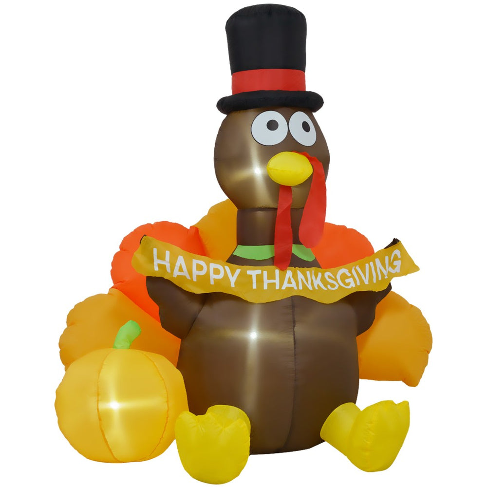 English Elm Inflatable Thanksgiving Turkey Led Yard Display Nearly Five Feet Tall for Festive Decor T3971P382534
