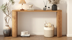 English Elm U_Style Modern Porch Table With Semi-Cylindrical Legs – Stylish Console For Entryways & Living Spaces N711P245617O-GIGA