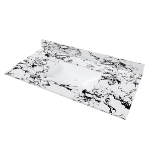 English Elm 43"X22" Bathroom Vanity Top With Undermount Sink & Backsplash - Panda White Artificial Marble Elegance W509P362108