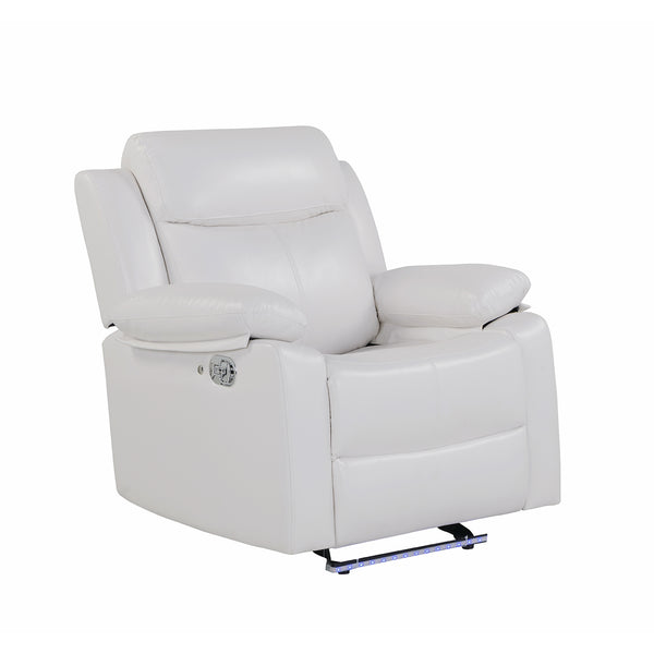 English Elm Blanche White Upholstered Glider Recliner with LED Light, Pillow Arms, Medium-Firm Seat, Manual Recline B201P391844