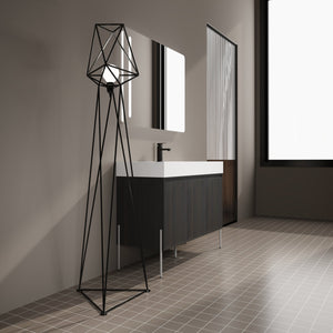 English Elm 48" Freestanding Bathroom Vanity with Resin Sink and Spacious Cabinet, Soft-Close Doors, Durable Finish Dark Oak W1972S00015