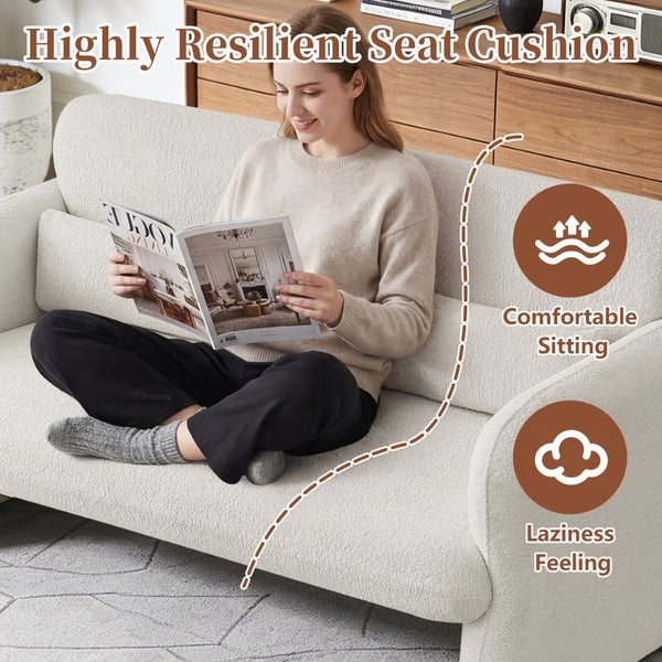 English Elm Best-selling Boucle Cloud Loveseat Velvet Upholstered 2 Seater with Lumbar Pillow Beige W1765P334058