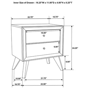 English Elm 1pc White Wood Nightstand Bronze Knobs Wave Textured Drawers Angled Legs Bedroom B2741P470090