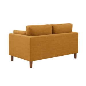 English Elm 57'' Upholstered Loveseat With Solid Legs - Orange Tufted Polyester, Supportive Cushions, Wooden Look B343P317243