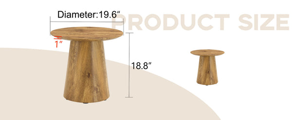 English Elm Nested Round Coffee Table Set Two Piece Wood Grain Veneer for Living Room or Office W2920S00112