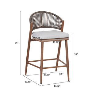 English Elm Christopher Knight Home® - Outdoor 26" Aluminum Frame Counter Stools Set Of 2 With Stylish Scallop Backrest & Cushions N772P245123T