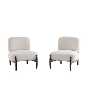 English Elm Christopher Knight Home® - [Set of 2] Boucle Lounge Chair with Rolled Backrest, Solid Wood Frame, Plush Durable Upholstery for Modern Spaces Beige N767P256376B_2