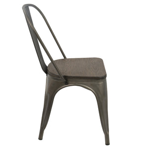 English Elm Oregon Industrial-Farmhouse Stackable Dining Chairs Set of 2 in Espresso Bamboo Seat, Rustic Chic Durable B202P223621