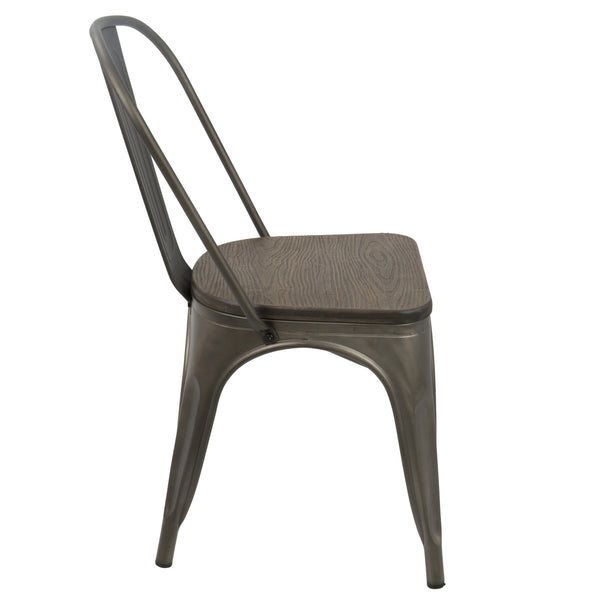 English Elm Oregon Industrial-Farmhouse Stackable Dining Chairs Set of 2 in Espresso Bamboo Seat, Rustic Chic Durable B202P223621