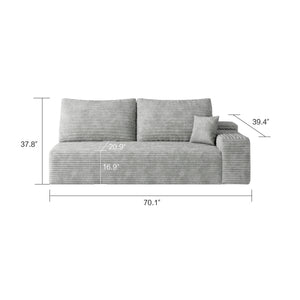 English Elm Y119-3L-GREY Plush Corduroy Modular 3-Seater Sectional Sofa with Chaise, No Assembly, Cozy Lounge Antique Grey W2824P239917