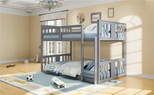 English Elm Twin Over Kids Bunk Bed Solid Pine Frame Gray Finish with Safety Guardrail N708P242163E