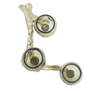 English Elm 15.7x9.1x7.9" Gold Aluminum Branch Votive Holder with Three Glass Cups for Glam Decor W2078P490404