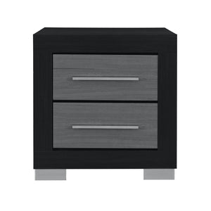 English Elm ELSA Two-Tone Black & Grey Nightstand with Solid Wood Frame, Bar Handles, Spacious Drawers, Block Legs B201P347331