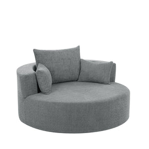 English Elm 360° Swivel Chair Spacious Chenille Barrel Accent Seat with 36.5" Deep Cushion, 360° Comfort for Living Rooms, Bedrooms, Offices, Hotels Grey N719S001880E