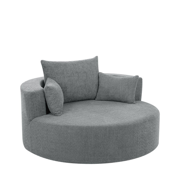 English Elm 360° Swivel Chair Spacious Chenille Barrel Accent Seat with 36.5" Deep Cushion, 360° Comfort for Living Rooms, Bedrooms, Offices, Hotels Grey N719S001880E